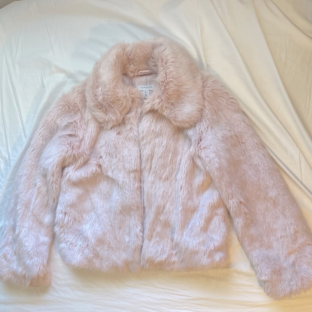 Topshop pink faux fur jacket